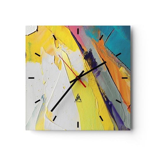 Zegar ścienny - Anatomia światła - 30x30cm - Abstrakcja Sztuka 3D - Kwadratowy zegar na szkle - Nowoczeny Stylowy Zegar do salonu do kuchni - Cichy i Modny zegar ARTTOR