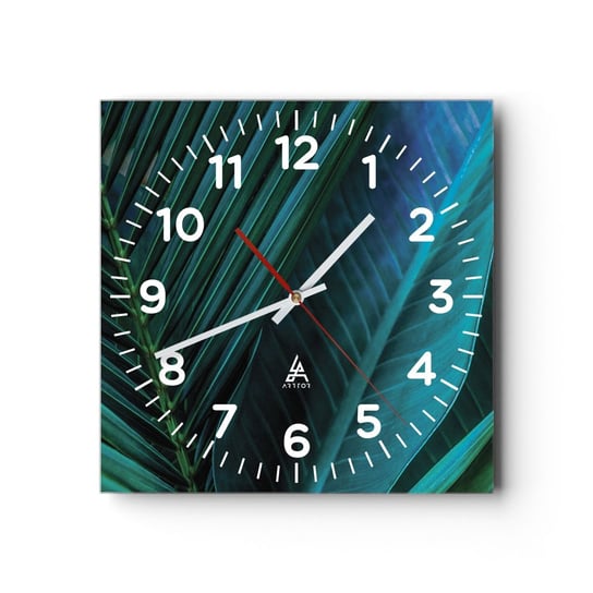 Zegar ścienny - Anatomia zieleni - 30x30cm - Zielone Liście Roślina Tropikalna Natura - Kwadratowy zegar ścienny - Nowoczeny Stylowy Zegar do salonu do kuchni - Cichy i Modny zegar ARTTOR