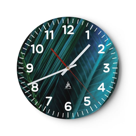 Zegar ścienny - Anatomia zieleni - 40x40cm - Zielone Liście Roślina Tropikalna Natura - Okrągły zegar szklany - Nowoczeny Stylowy Zegar do salonu do kuchni - Cichy i Modny zegar ARTTOR