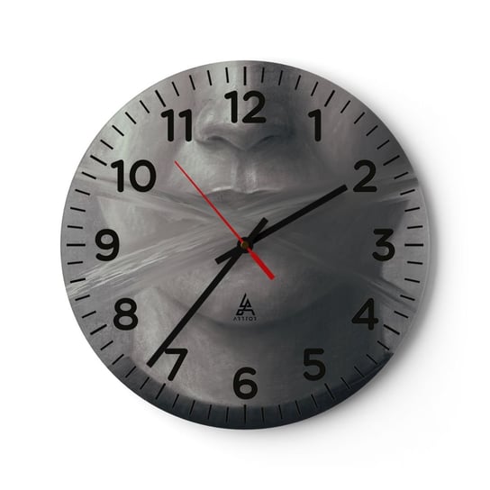 Zegar ścienny - Ani słowa - 30x30cm - Abstrakcja Grafika Twarz - Okrągły zegar ścienny - Nowoczeny Stylowy Zegar do salonu do kuchni - Cichy i Modny zegar ARTTOR