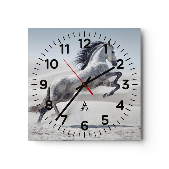 Zegar ścienny - Arabski książę - 30x30cm - Zwierzęta Koń Koń W Galopie - Kwadratowy zegar ścienny - Nowoczeny Stylowy Zegar do salonu do kuchni - Cichy i Modny zegar ARTTOR