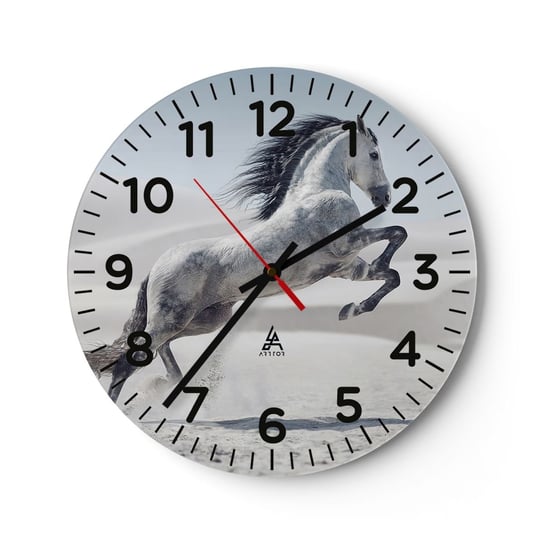 Zegar ścienny - Arabski książę - 30x30cm - Zwierzęta Koń Koń W Galopie - Okrągły zegar ścienny - Nowoczeny Stylowy Zegar do salonu do kuchni - Cichy i Modny zegar ARTTOR