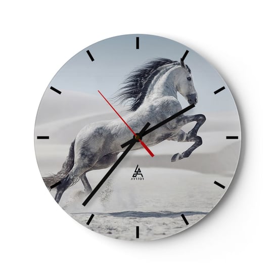 Zegar ścienny - Arabski książę - 40x40cm - Zwierzęta Koń Koń W Galopie - Okrągły zegar ścienny - Nowoczeny Stylowy Zegar do salonu do kuchni - Cichy i Modny zegar ARTTOR