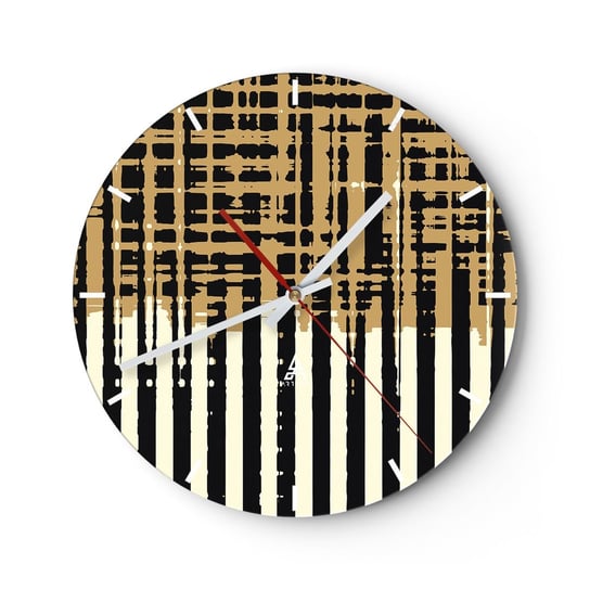 Zegar ścienny - Architektoniczna abstrakcja - 30x30cm - Abstrakcja Sztuka Linie - Okrągły zegar na szkle - Nowoczeny Stylowy Zegar do salonu do kuchni - Cichy i Modny zegar ARTTOR
