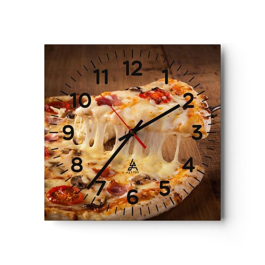 Zegar ścienny - Arcydzieło sztuki włoskiej - 30x30cm - Gastronomia Pizza Włochy - Kwadratowy zegar ścienny - Nowoczeny Stylowy Zegar do salonu do kuchni - Cichy i Modny zegar ARTTOR