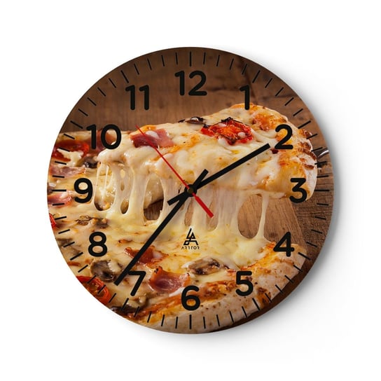 Zegar ścienny - Arcydzieło sztuki włoskiej - 30x30cm - Gastronomia Pizza Włochy - Okrągły zegar ścienny - Nowoczeny Stylowy Zegar do salonu do kuchni - Cichy i Modny zegar ARTTOR