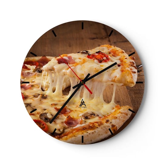 Zegar ścienny - Arcydzieło sztuki włoskiej - 40x40cm - Gastronomia Pizza Włochy - Okrągły zegar ścienny - Nowoczeny Stylowy Zegar do salonu do kuchni - Cichy i Modny zegar ARTTOR