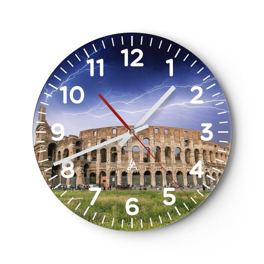Zegar ścienny - Arena walki - 30x30cm - Architektura Rzym Koloseum - Okrągły zegar ścienny - Nowoczeny Stylowy Zegar do salonu do kuchni - Cichy i Modny zegar ARTTOR