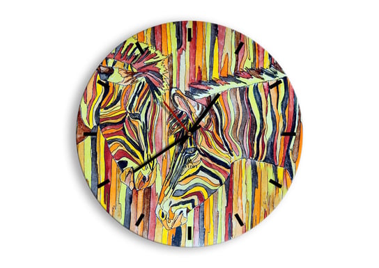 Zegar ścienny ARTTOR A więc ty też… - zebra barwne paski, C3AR40x40-3499, 40x40 cm ARTTOR