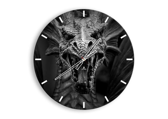 Zegar ścienny ARTTOR Baśniowy smok w szarościach - smok bajka groza, C3AR60x60-0245, 60x60 cm ARTTOR