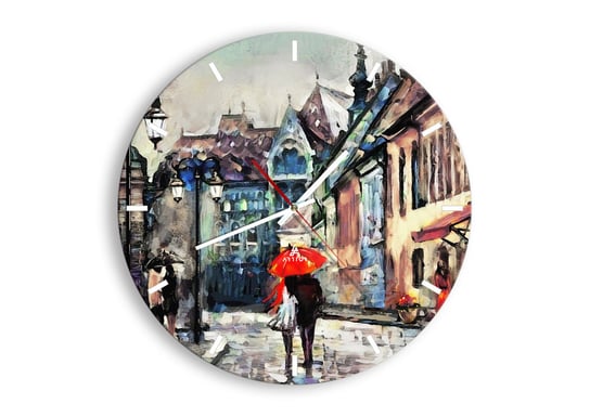 Zegar ścienny ARTTOR Deszcz dla dwojga - dom parasol kwiat, C3AR40x40-3940, 40x40 cm ARTTOR