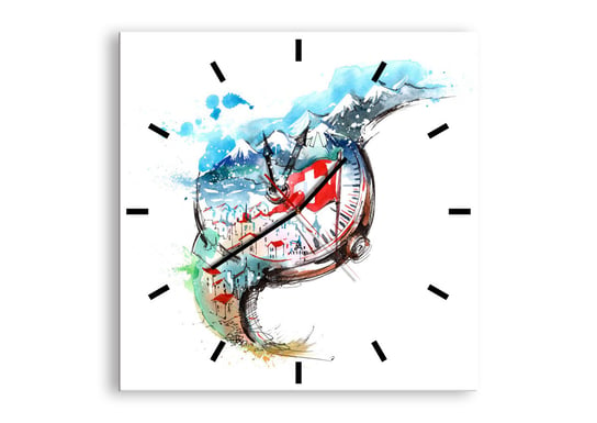 Zegar ścienny ARTTOR Duch Szwajcarii - zegarek symbol, C3AC50x50-3038, 50x50 cm ARTTOR