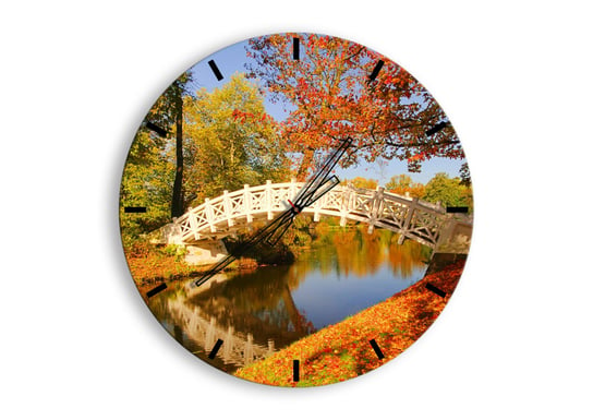 Zegar ścienny ARTTOR Na białym mostku westchnień - park most jesień, C3AR60x60-2654, 60x60 cm ARTTOR