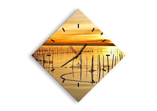 Zegar ścienny ARTTOR Na łowisku - jezioro sieci ptaki, C3AD40x40-3616, 57x57 cm ARTTOR