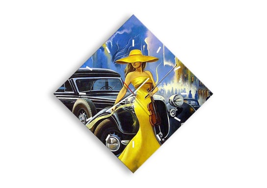 Zegar ścienny ARTTOR Nokturn na skrzypce i miłość - retro automobil, C3AD50x50-3449, 71x71 cm ARTTOR