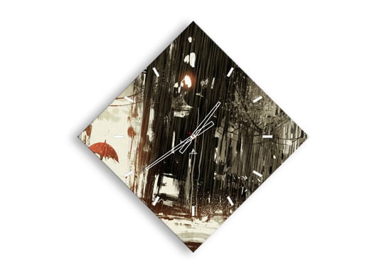 Zegar ścienny ARTTOR Poezja czerwonego parasola - miasto noc deszcz, C3AD60x60-3191, 85x85 cm ARTTOR
