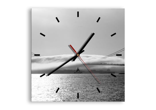 Zegar ścienny ARTTOR Przepłynąć przez Złote Wrota - most rzeka mgła, C3AC30x30-1470, 30x30 cm ARTTOR