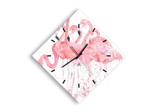 Zegar ścienny ARTTOR Różowy ansambl - flamingi róż biel, C3AD40x40-3899, 57x57 cm ARTTOR