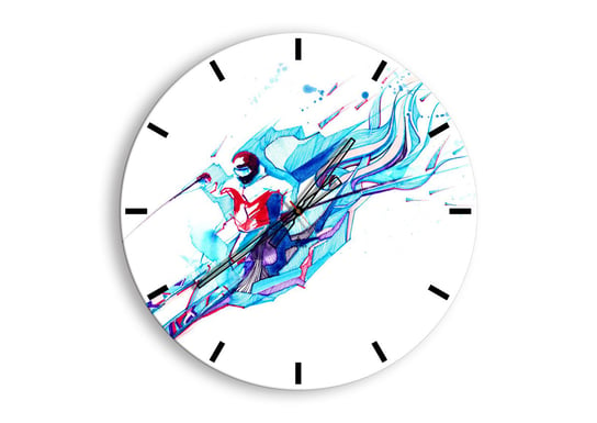 Zegar ścienny ARTTOR Szalony pęd do radości - narciarz rysunek, C3AR60x60-3058, 60x60 cm ARTTOR