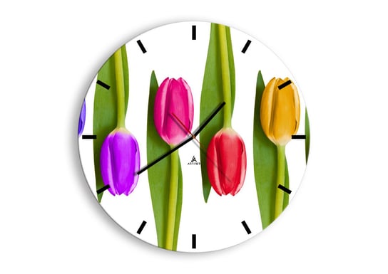 Zegar ścienny ARTTOR Tęczowa kompozycja - tulipan kwiat, C3AR50x50-2360, 50x50 cm ARTTOR