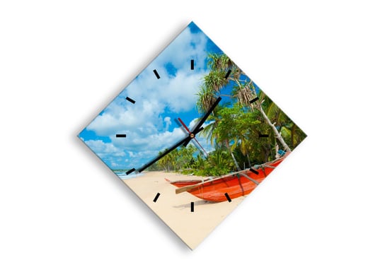 Zegar ścienny ARTTOR Urok tropików - plaża łódź lato, C3AD30x30-2388, 42x42 cm ARTTOR