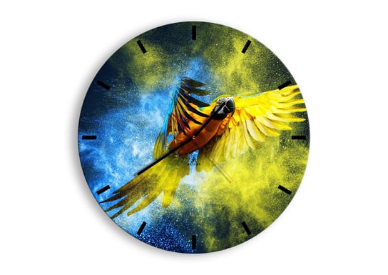 Zegar ścienny ARTTOR W błękitno-złotym pyle - papuga skrzydła, C3AR50x50-3666, 50x50 cm ARTTOR