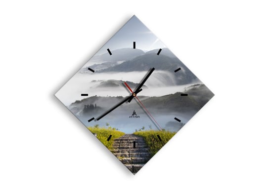 Zegar ścienny ARTTOR Wciąż w górę ku chmurom - góry droga mgła, C3AD30x30-2478, 42x42 cm ARTTOR