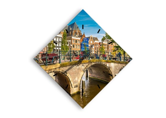 Zegar ścienny ARTTOR Wiosna nad kanałem - Amsterdam miasto, C3AD60x60-3173, 85x85 cm ARTTOR