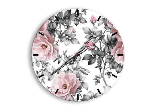 Zegar ścienny ARTTOR Zagubić się w kwiatach róż - róża krzak kwiat, C3AR60x60-2952, 60x60 cm ARTTOR