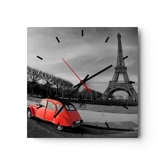 Zegar ścienny - Bardziej paryskie niż sam Paryż - 30x30cm - Miasto Wieża Eiffla Paryż - Kwadratowy zegar na szkle - Nowoczeny Stylowy Zegar do salonu do kuchni - Cichy i Modny zegar ARTTOR