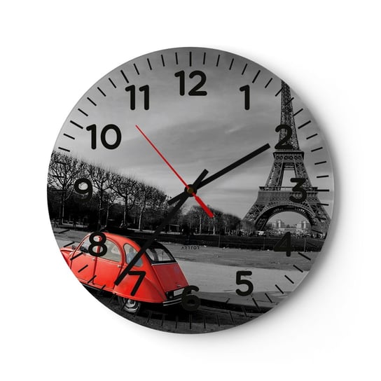 Zegar ścienny - Bardziej paryskie niż sam Paryż - 40x40cm - Miasto Wieża Eiffla Paryż - Okrągły zegar szklany - Nowoczeny Stylowy Zegar do salonu do kuchni - Cichy i Modny zegar ARTTOR