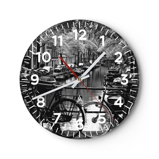 Zegar ścienny - Bardzo holenderski widok - 30x30cm - Amsterdam Rower Architektura - Okrągły zegar ścienny - Nowoczeny Stylowy Zegar do salonu do kuchni - Cichy i Modny zegar ARTTOR