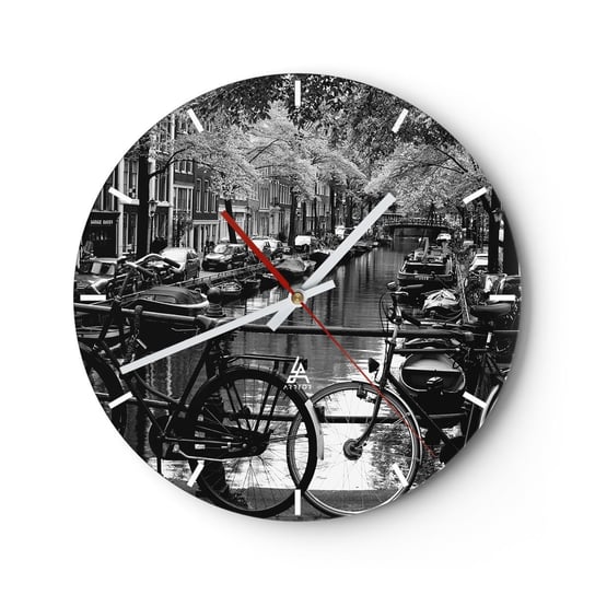Zegar ścienny - Bardzo holenderski widok - 40x40cm - Amsterdam Rower Architektura - Okrągły zegar ścienny - Nowoczeny Stylowy Zegar do salonu do kuchni - Cichy i Modny zegar ARTTOR