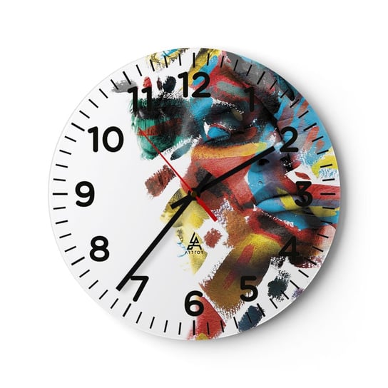 Zegar ścienny - Barwna osobowość - 30x30cm - Abstrakcja Sztuka Grafika - Okrągły zegar ścienny - Nowoczeny Stylowy Zegar do salonu do kuchni - Cichy i Modny zegar ARTTOR
