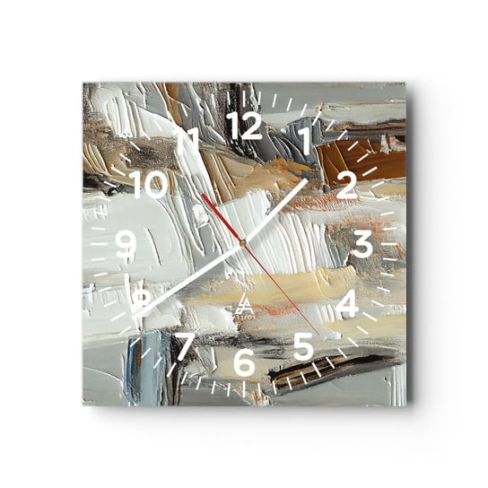 Zegar ścienny - Barwne nawarstwienia - 30x30cm - Sztuka Farba Malarstwo - Kwadratowy zegar ścienny - Nowoczeny Stylowy Zegar do salonu do kuchni - Cichy i Modny zegar ARTTOR
