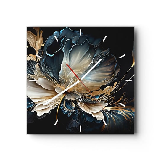 Zegar ścienny - Baśniowy kwiat paproci - 30x30cm - Kwiat Botanika Art Deco - Kwadratowy zegar na szkle - Nowoczeny Stylowy Zegar do salonu do kuchni - Cichy i Modny zegar ARTTOR