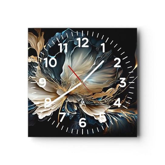 Zegar ścienny - Baśniowy kwiat paproci - 30x30cm - Kwiat Botanika Art Deco - Kwadratowy zegar ścienny - Nowoczeny Stylowy Zegar do salonu do kuchni - Cichy i Modny zegar ARTTOR