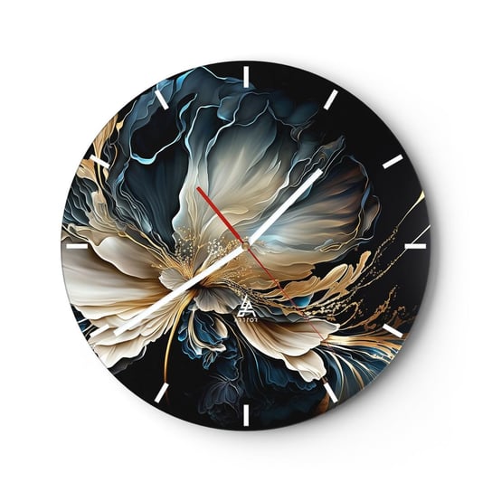 Zegar ścienny - Baśniowy kwiat paproci - 30x30cm - Kwiat Botanika Art Deco - Okrągły zegar na szkle - Nowoczeny Stylowy Zegar do salonu do kuchni - Cichy i Modny zegar ARTTOR