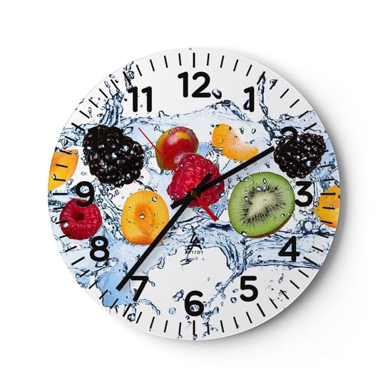 Zegar ścienny - Baw się z nami - 30x30cm - Owoce Abstrakcja 3D - Okrągły zegar ścienny - Nowoczeny Stylowy Zegar do salonu do kuchni - Cichy i Modny zegar ARTTOR