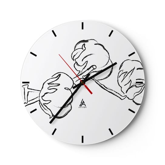 Zegar ścienny - Bawełniany puch - 40x40cm - Bawełna Minimalizm Kontur - Okrągły zegar ścienny - Nowoczeny Stylowy Zegar do salonu do kuchni - Cichy i Modny zegar ARTTOR