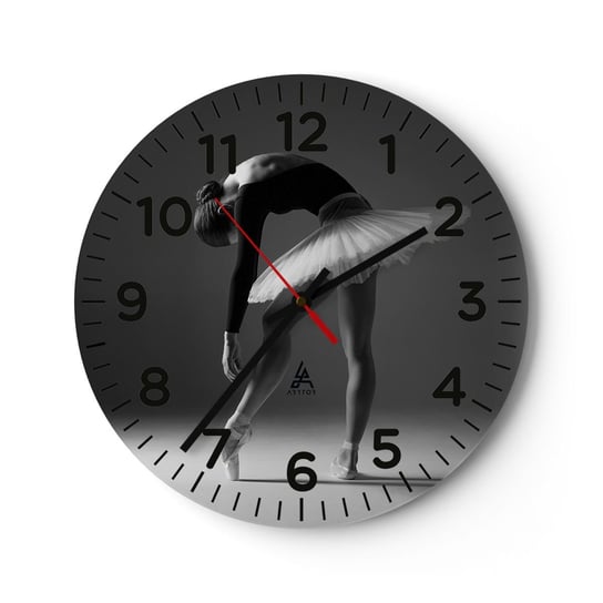 Zegar ścienny - Bella balerina - 30x30cm - Baletnica Balet Taniec - Okrągły zegar ścienny - Nowoczeny Stylowy Zegar do salonu do kuchni - Cichy i Modny zegar ARTTOR