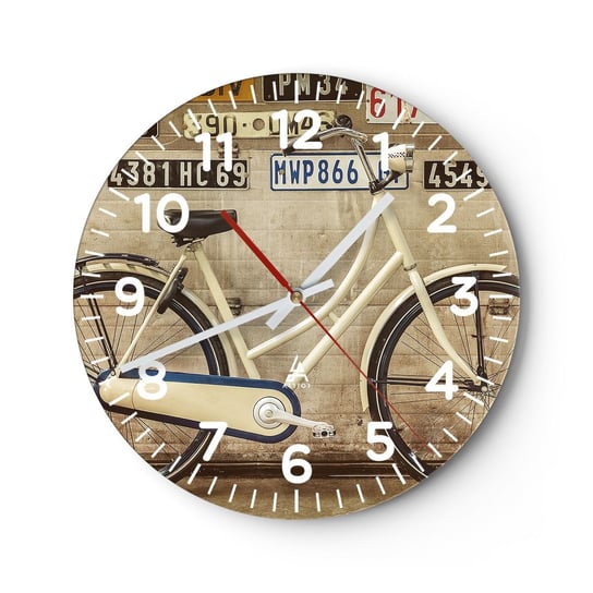 Zegar ścienny - Bez kompleksów - 30x30cm - Mural Rower Tablice Rejestracyjne - Okrągły zegar ścienny - Nowoczeny Stylowy Zegar do salonu do kuchni - Cichy i Modny zegar ARTTOR