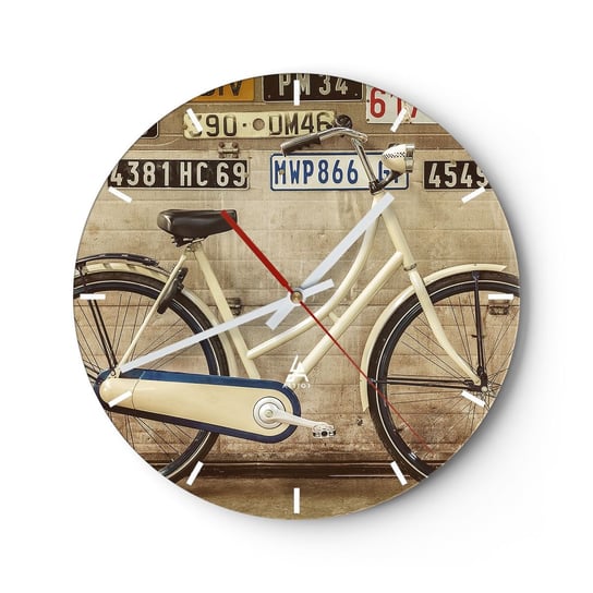 Zegar ścienny - Bez kompleksów - 40x40cm - Mural Rower Tablice Rejestracyjne - Okrągły zegar ścienny - Nowoczeny Stylowy Zegar do salonu do kuchni - Cichy i Modny zegar ARTTOR