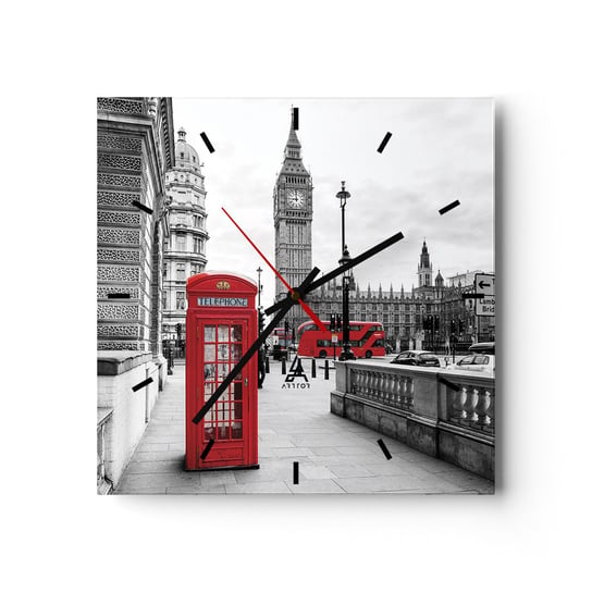 Zegar ścienny - Bez wątpienia Londyn - 30x30cm - Miasto Londyn Architektura - Kwadratowy zegar na szkle - Nowoczeny Stylowy Zegar do salonu do kuchni - Cichy i Modny zegar ARTTOR