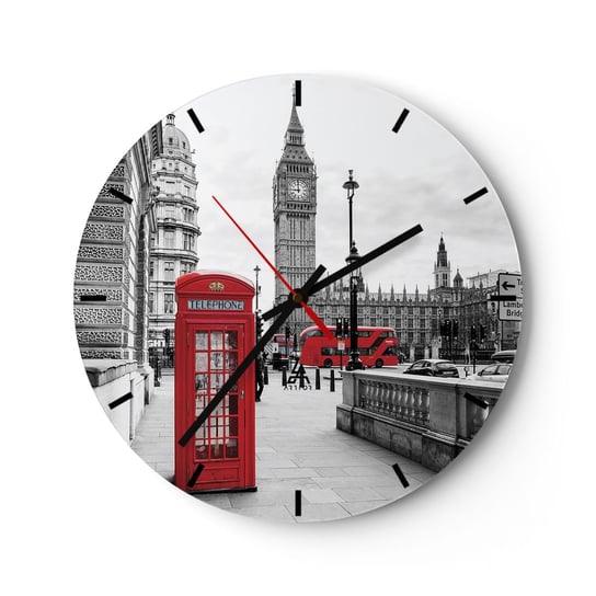 Zegar ścienny - Bez wątpienia Londyn - 30x30cm - Miasto Londyn Architektura - Okrągły zegar na szkle - Nowoczeny Stylowy Zegar do salonu do kuchni - Cichy i Modny zegar ARTTOR