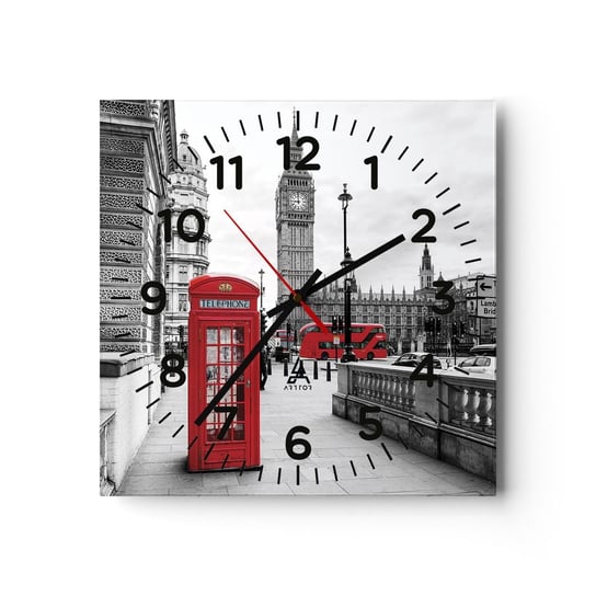 Zegar ścienny - Bez wątpienia Londyn - 40x40cm - Miasto Londyn Architektura - Kwadratowy zegar szklany - Nowoczeny Stylowy Zegar do salonu do kuchni - Cichy i Modny zegar ARTTOR