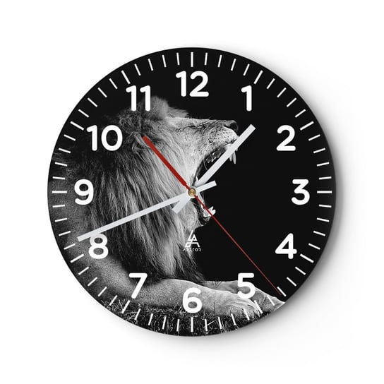 Zegar ścienny - Bez żadnych wątpliwości - 30x30cm - Lew Zwierzęta Czarno-Biały - Okrągły zegar ścienny - Nowoczeny Stylowy Zegar do salonu do kuchni - Cichy i Modny zegar ARTTOR