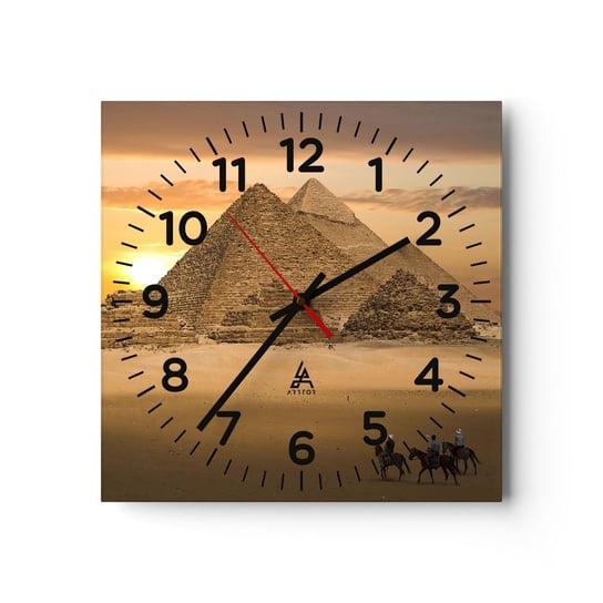 Zegar ścienny - Bez zmian od tysięcy lat - 30x30cm - Architektura Egipt Piramidy - Kwadratowy zegar ścienny - Nowoczeny Stylowy Zegar do salonu do kuchni - Cichy i Modny zegar ARTTOR