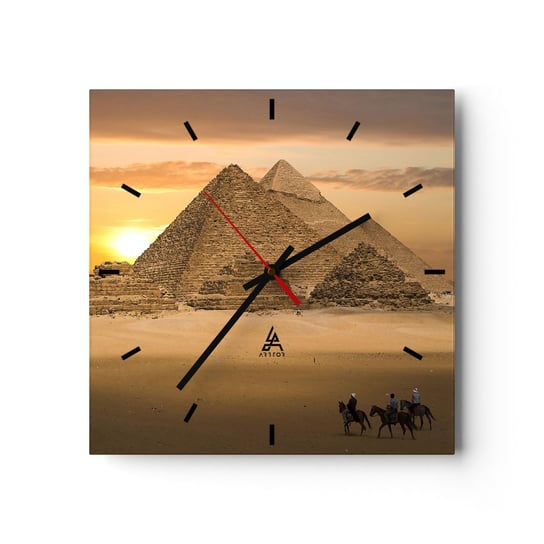 Zegar ścienny - Bez zmian od tysięcy lat - 40x40cm - Architektura Egipt Piramidy - Kwadratowy zegar ścienny - Nowoczeny Stylowy Zegar do salonu do kuchni - Cichy i Modny zegar ARTTOR