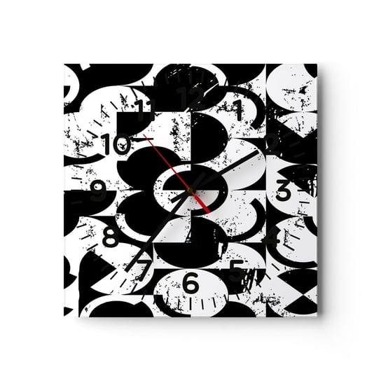 Zegar ścienny - Białe jest białe, a czarne czarne - 30x30cm - Abstrakcja Sztuka Grafika - Kwadratowy zegar ścienny - Nowoczeny Stylowy Zegar do salonu do kuchni - Cichy i Modny zegar ARTTOR